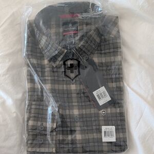 Victorinox Men's Plaid Shirt in Black and Gray